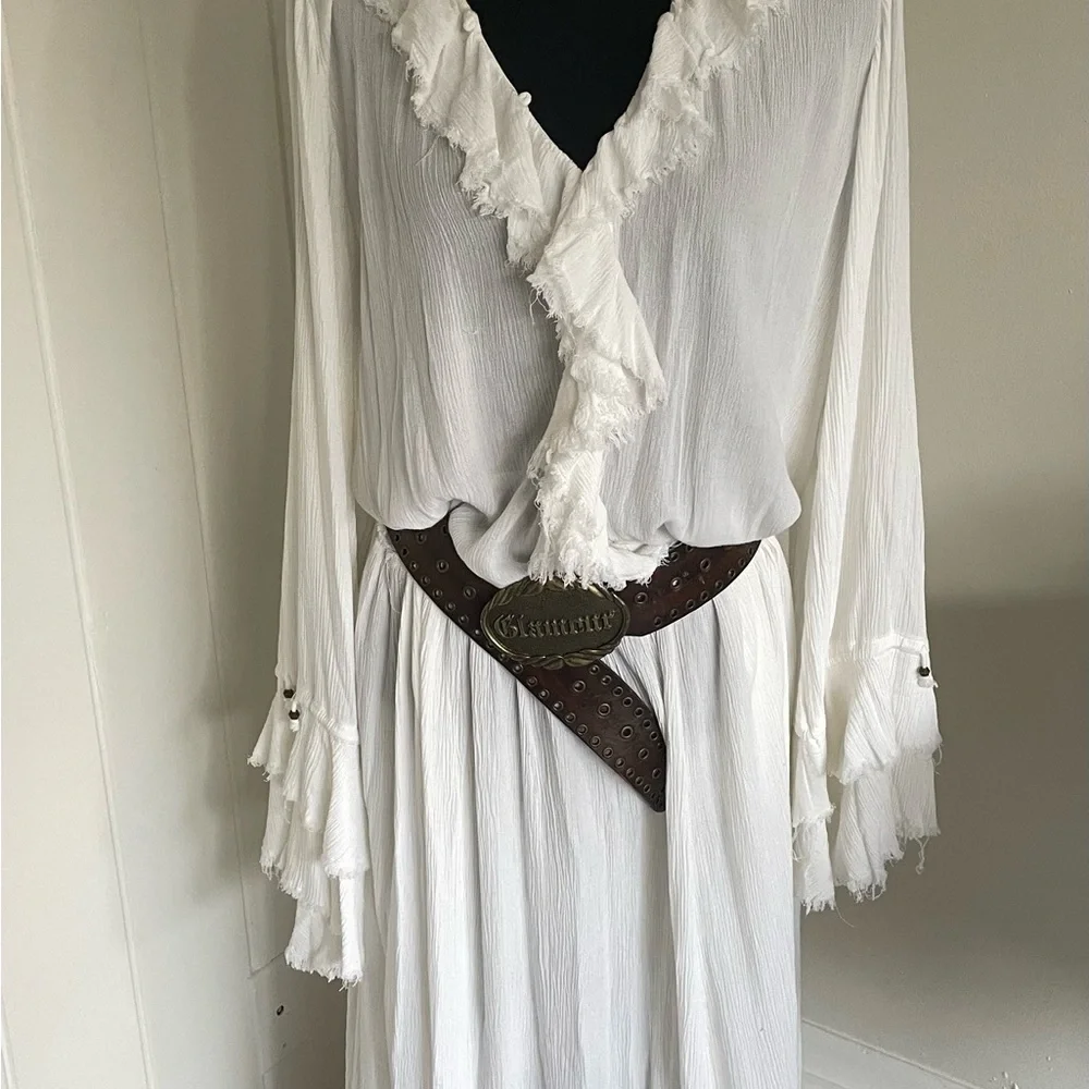 White Ruffled Boho Maxi Dress Fabulous!! - Picture 2 of 11